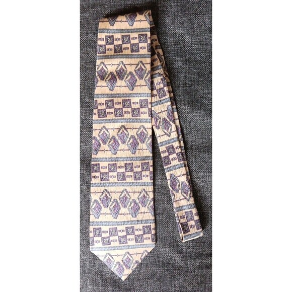 Tie 70s 80s 90s Y2K Mens Cocktail Collection Yellow Purple Blue 57 Inches - Picture 1 of 5